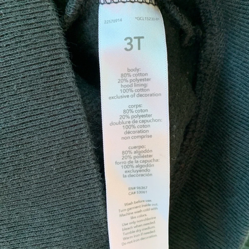 OshKosh B'gosh Black Zip Up Sweatshirt Jacket sz 3T